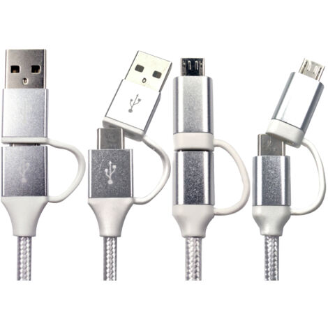 Câble USB RS PRO USB A, USB C, 1m, Blanc ( Prix pour 1 )