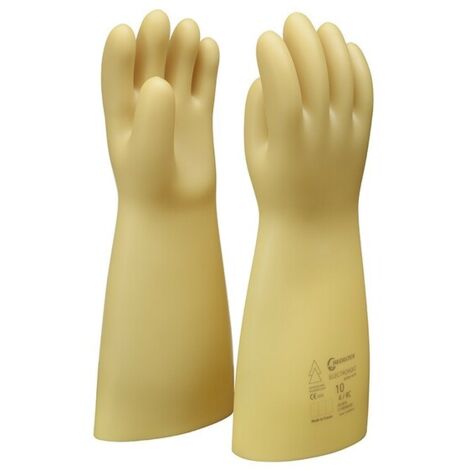 Gants isolants électriques taille 7 – Protection jusqu'à 500 V c.a. – Latex beige – Conformes norme EN 60903:2003 Class 00