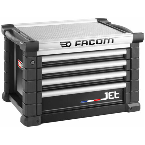 Facom – Servante d'atelier roulante en aluminium 4 tiroirs – Longueur 1m, largeur 575mm, hauteur 500mm – Système de fermeture douce