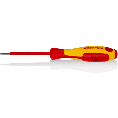 KNIPEX 98 20 25 Tournevis pour vis à fente poignée isolante bi-matière, certifiée VDE brunie 177 mm (1/2)