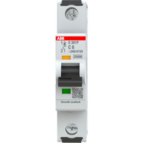 Disjoncteur ABB S301 1P, 6A, pouvoir de coupure 100 kA ( Prix pour 1 ) (1/4)