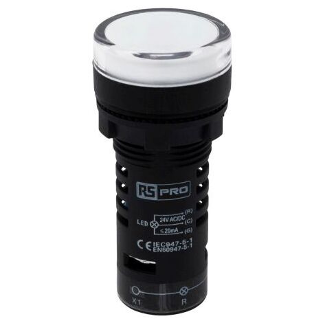 Voyant lumineux LED RS PRO Vert  rouge 24V c.a. / V c.c., Montage panneau ( Prix pour Paquet de 5 )