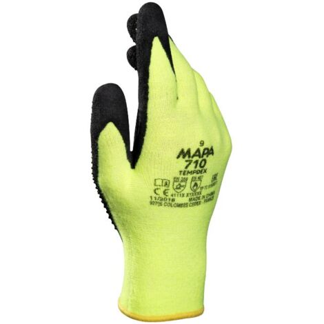 Gants de manutention Mapa TEMPDEX 710 taille 7, Thermique, 1 Paire, Noir, jaune ( Prix pour Paquet de 10 Paires )