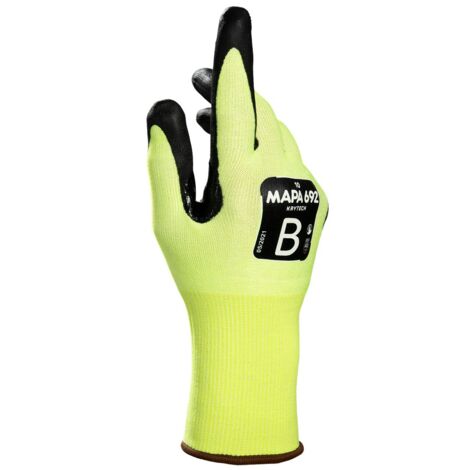 Gants de manutention Mapa KRYTECH 692 taille 11, Résistant aux coupures, 1 Paire, Jaune ( Prix pour Paquet de 12 Paires )