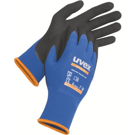 Gants de manutention Uvex athletic lite taille 9, Résistant à l'abrasion, 10Paire, Noir, Bleu ( Prix pour Paquet de 10 Paires )