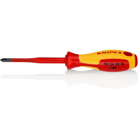 KNIPEX 98 24 02 SL Tournevis (Slim) pour vis à tête cruciforme Phillips® poignée isolante bi-matière, certifiée VDE brunie 212 mm (1/2)