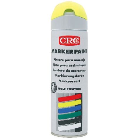 Peinture aérosol CRC MARKER PAINT, Jaune Fluorescent, 500ml ( Prix pour 1 ).Peinture multipositions pour marquage et signalisation manuelle.