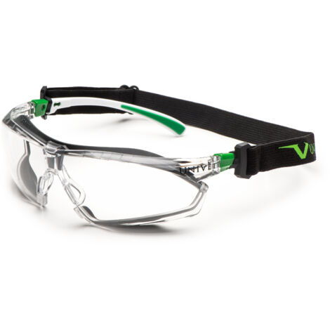 Univet Lunettes de protection 506 UP Hybrid EN 166 EN 170 branches blanches vertes écran incolore polycarbonate - 506UG030000