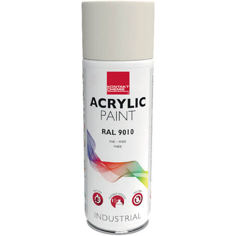 Bombe de peinture aérosol blanche RAL 9010 – Finition mate – 400 mL – Séchage rapide, résistant aux intempéries et aux UV – CRC (1/6)