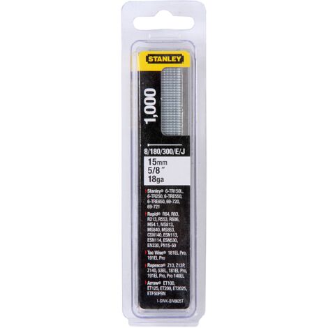 Grohe – Clous escamotables type J 15mm – Acier galvanisé – Lot de 1000 clous pour agrafeuse – Fixation bois dur et moulures - J-18GA (1/10)