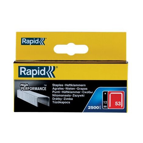 RAPID - Agrafes en fil fin, n°53/12mm - Boîte carton 2500 - Fixation textile, étiquette, décoration, bois tendre - (11859625)