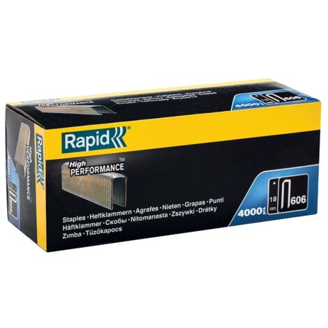 RAPID - Agrafes à couronnes étroites n°606/18mm - Boîte carton 4000 - Fixation de panneaux de bois épais - (11897602)