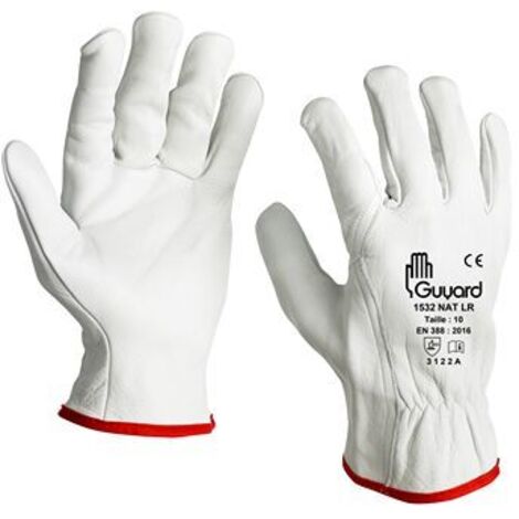 Gants GUYARD 1532/NAT LR, Taille 10, Résistant à l'abrasion/coupures, 10 Paires, Blanc ( Prix pour Paquet de 10 Paires )