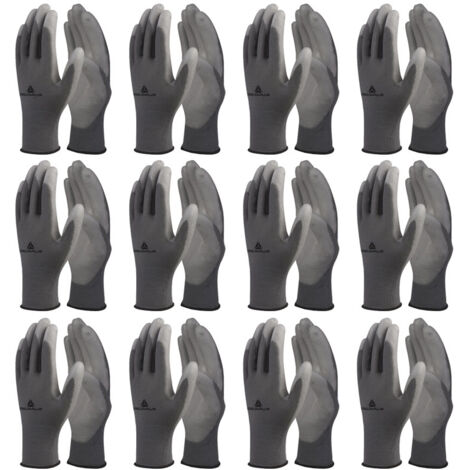 Gants de manutention Delta Plus VE702PG, Taille 11, 12 Paires, Gris ( Prix pour Paquet de 12 Paires )