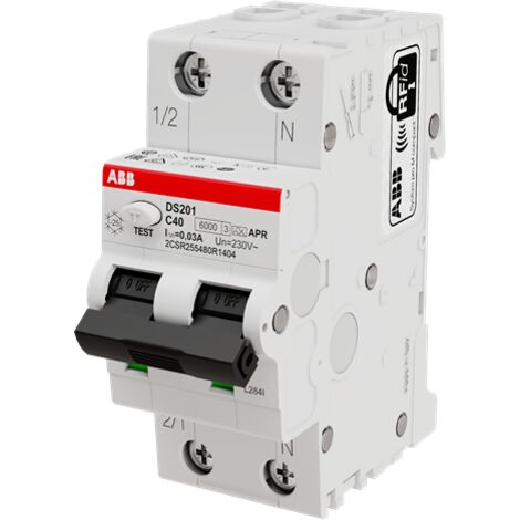 Interrupteur différentiel ABB DS201, 2 Pôles, 40A, 30mA, Type C ( Prix pour 1 )