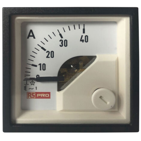 Ampèremètre analogique de panneau V c.a. RS PRO, Echelle 40 (Input, Scale)A, 48mm x 48mm ( Prix pour 1 ) (1/3)