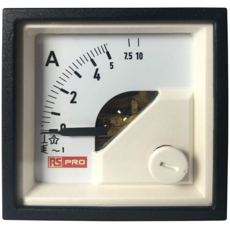 Ampèremètre analogique de panneau V c.a. RS PRO, Echelle 10 (Input, Scale)A, 45mm x 48mm ( Prix pour 1 ) (1/3)