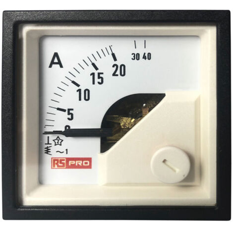 Ampèremètre analogique de panneau V c.a. RS PRO, Echelle 40 (Input)A, 48mm x 48mm ( Prix pour 1 ) (1/3)