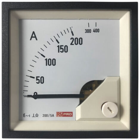 Ampèremètre analogique de panneau V c.a. RS PRO, Echelle 10 (Input) A, 200/5 (CT) A, 400 (Scle) A, 72mm x 72mm ( Prix pour 1 ) (1/3)