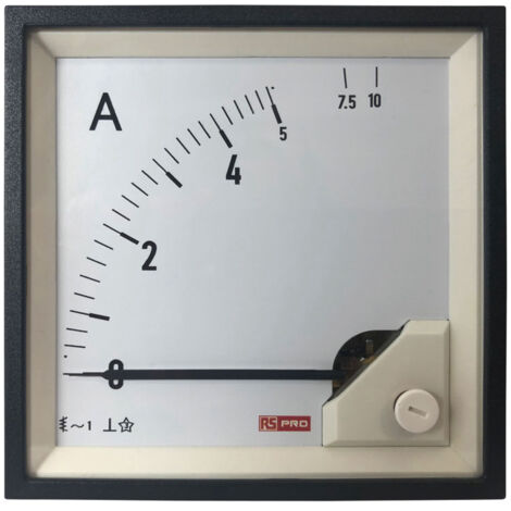 Ampèremètre analogique de panneau V c.a. RS PRO, Echelle 10 (Input, Scale)A, 96mm x 96mm ( Prix pour 1 ) (1/3)
