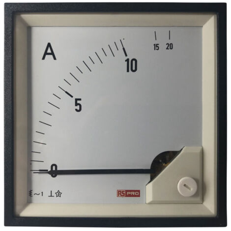 Ampèremètre analogique de panneau V c.a. RS PRO, Echelle 20 (Input)A, 96mm x 96mm ( Prix pour 1 ) (1/3)