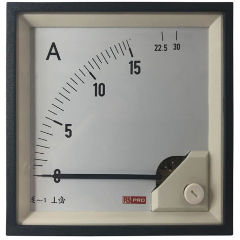 Ampèremètre analogique de panneau V c.a. RS PRO, Echelle 30 (Input)A, 96mm x 96mm ( Prix pour 1 ) (1/3)