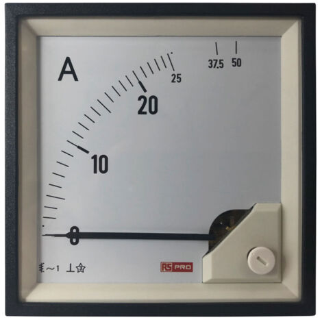 Ampèremètre analogique de panneau V c.a. RS PRO, Echelle 50 (Input)A, 96mm x 96mm ( Prix pour 1 ) (1/3)