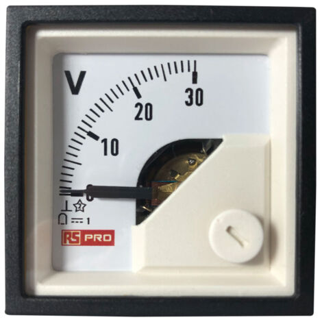 Ampèremètre analogique de panneau V c.c. RS PRO, 48mm x 48mm ( Prix pour 1 ) (1/3)