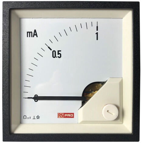 Ampèremètre analogique de panneau V c.c. RS PRO, Echelle 1 (Input)mA, 72mm x 72mm ( Prix pour 1 ) (1/3)