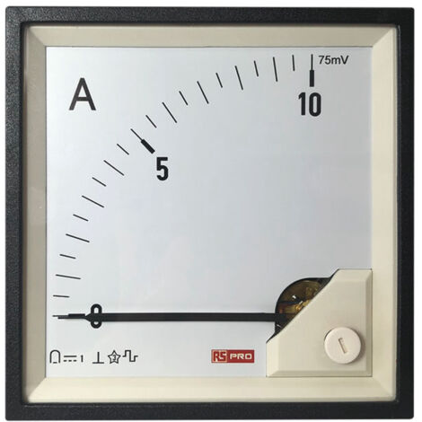 Ampèremètre analogique de panneau V c.c. RS PRO, 96mm x 96mm ( Prix pour 1 ) (1/3)