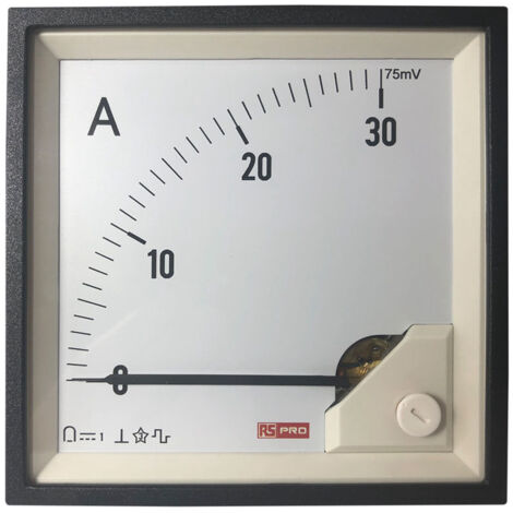 Ampèremètre analogique de panneau V c.c. RS PRO, Echelle 0/10A For Shunt 75mV, 96mm x 96mm ( Prix pour 1 ) (1/3)