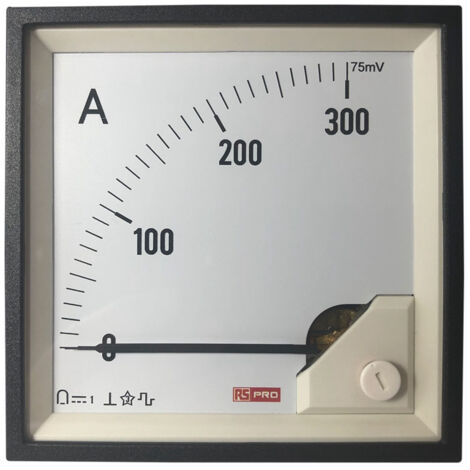 Ampèremètre analogique de panneau V c.c. RS PRO, 96mm x 96mm ( Prix pour 1 ) (1/3)