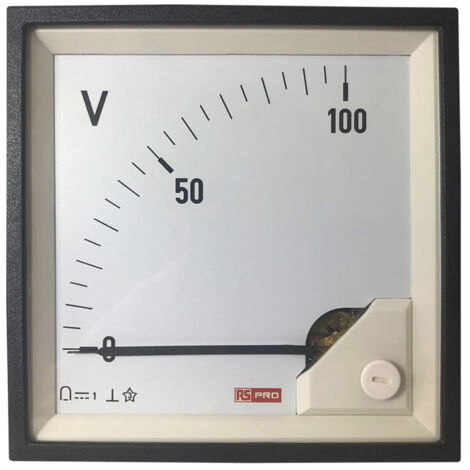 Ampèremètre analogique de panneau V c.c. RS PRO, 96mm x 96mm ( Prix pour 1 ) (1/3)