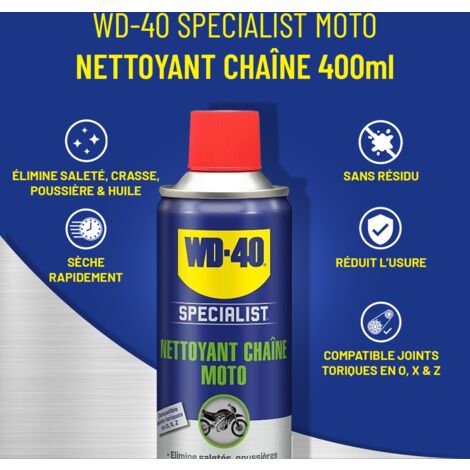 Nettoyant chaîne 400 ml WD-40 moto : , nettoyant de moto