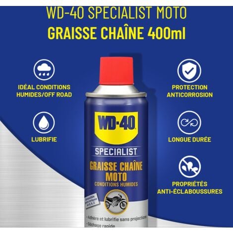 Comment graisser sa chaîne de moto avec la Graisse Chaîne WD-40 Specialist  Moto ? 