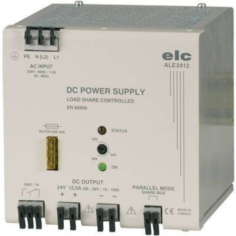 Alimentation pour rail DIN ELC, 24V c.c. 12.5A, 190 440V c.a., 300W (1/3)