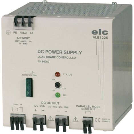 Alimentation pour rail DIN ELC, 12V c.c. 25A, 190  440V c.a., 300W (1/2)
