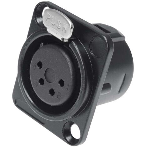RS PRO-Connecteur XLR Femelle Droit 4 voies Montage panneau, placage Argent ( Prix pour 1 ) (1/2)