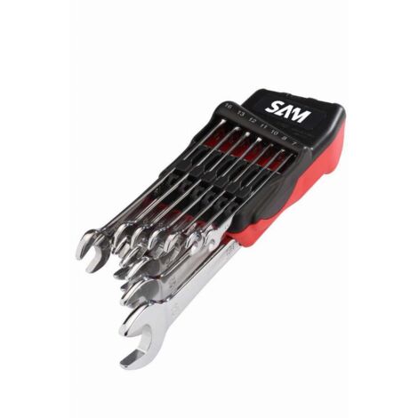 Sam Outillage – Jeu de 12 clés mixtes 7 à 24 mm avec râtelier – Accès facilité aux écrous – Angle de travail optimisé – 50NJ12 (1/5)
