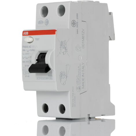 Interrupteur Différentiel ABB FH200, 2 Pôles, 25A, 30mA, Type AC ( Prix pour 1 ) (1/2)