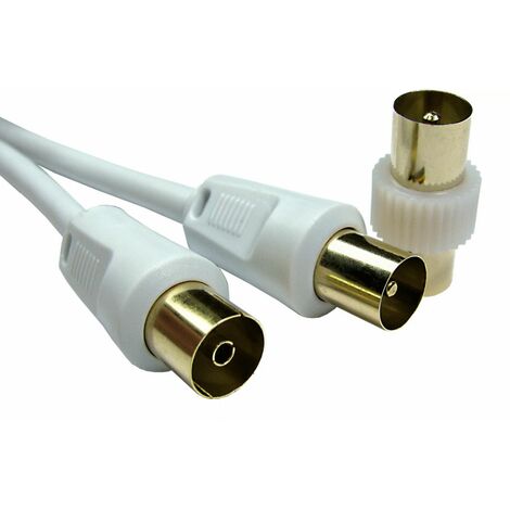 Rs Pro – Câble coaxial 3C2V pour antenne TV – Connecteur mâle 9,5 mm – Connecteur femelle 9,5 mm – Blanc – Prix pour 1