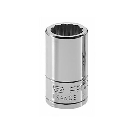 Facom – Douille 8mm – Entraînement 1/4'' carré – Acier chrome-vanadium – Profil 12 pans pour meilleure prise – Longueur 22mm