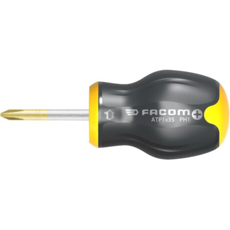 Facom – Tournevis plat Protwist PH1 35mm – Lame courte pour espaces confinés – Manche Soft Grip pour confort – Traitement tri-coating anti-corrosion