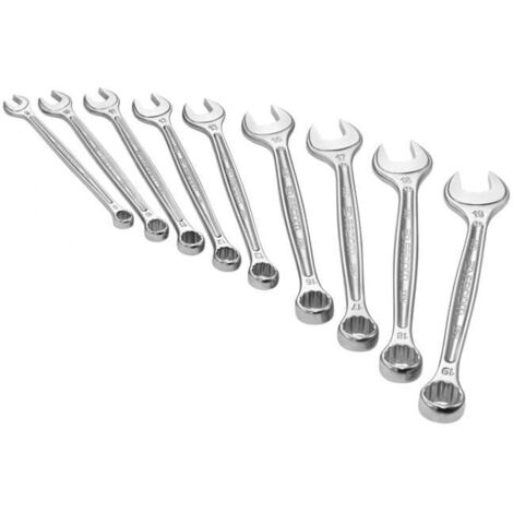 Facom – Jeu de clés mixtes 17 pcs – Tête annulaire biseautée 15° pour accès facile – Profil OGV® pour serrage puissant – Finition chromé satinée (1/2)