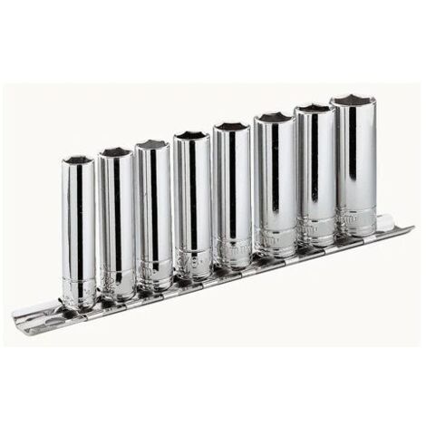 Facom – Jeu de douilles hexagonal 8 pièces – Taille d’écrou 3.2 à 9 mm – Usage sans impact – Rangement sur rack métallique
