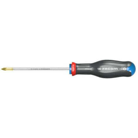 Facom – Tournevis Pozidriv PZ3 150mm – Lame chrome mat tri-coating – Ergonomique soft grip – Pour zones difficiles d'accès - ATD3X150