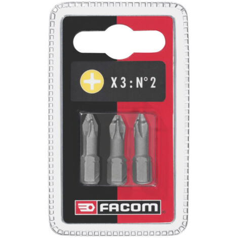 Embout de vissage Facom Phillips de Set de 3 embouts pièces , PZ3, Acier ( Prix pour Lot de 3 )