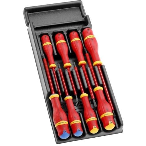 Facom – Module de 8 tournevis Protwist 1000V – Manche soft grip – Testés à 10 000V – Résistance doublée – Durée de vie augmentée de 50%