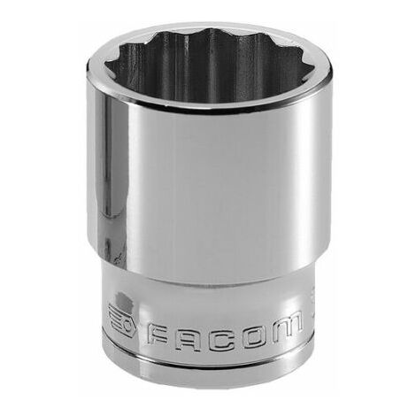 Facom – Douille hexagonale 1/2'' 12 pans 17mm – Finition chromée – Profil OGV® pour protection écrous – Longueur 36mm