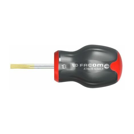 Facom – Tournevis plat Protwist 5,5 mm – Lame courte 35 mm – Traitement tri-coating pour résistance corrosion – Ergonomie optimisée